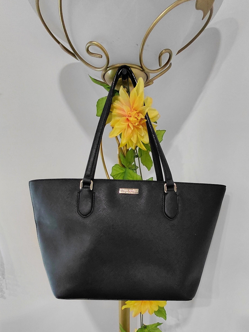 kate spade Black Tote with Gold Plaque
